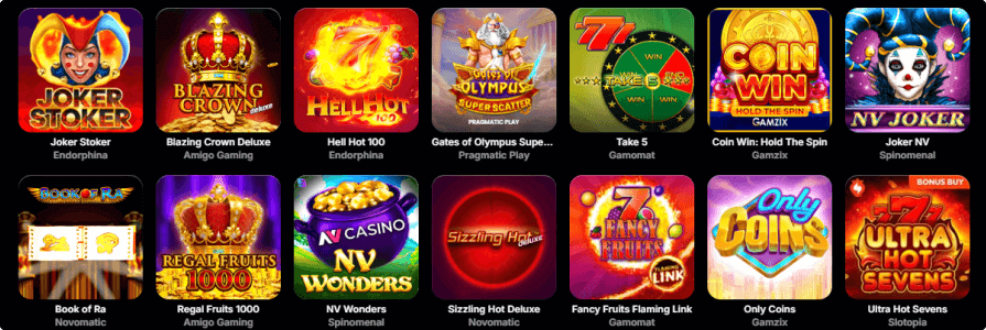 NV casino nyerőgépek